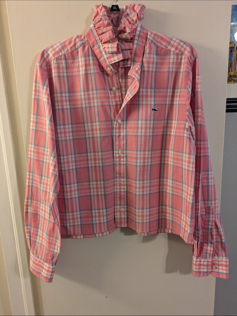 Upcycled Vineyard Vines Pink Plaid Button-Down Shirt